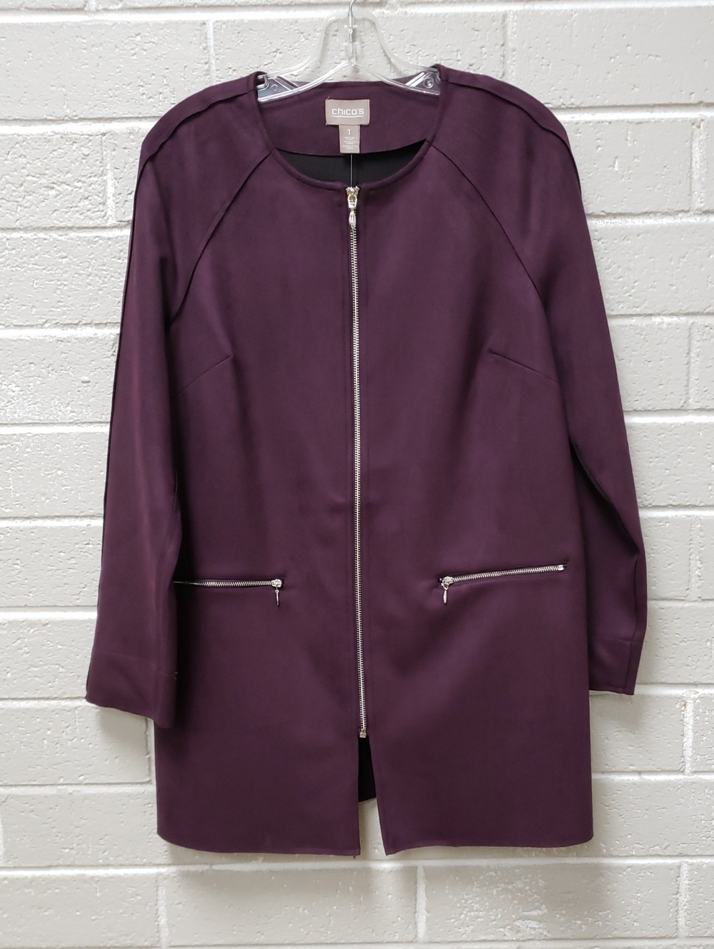 Chico's Plum Zip-Front Women's Coat